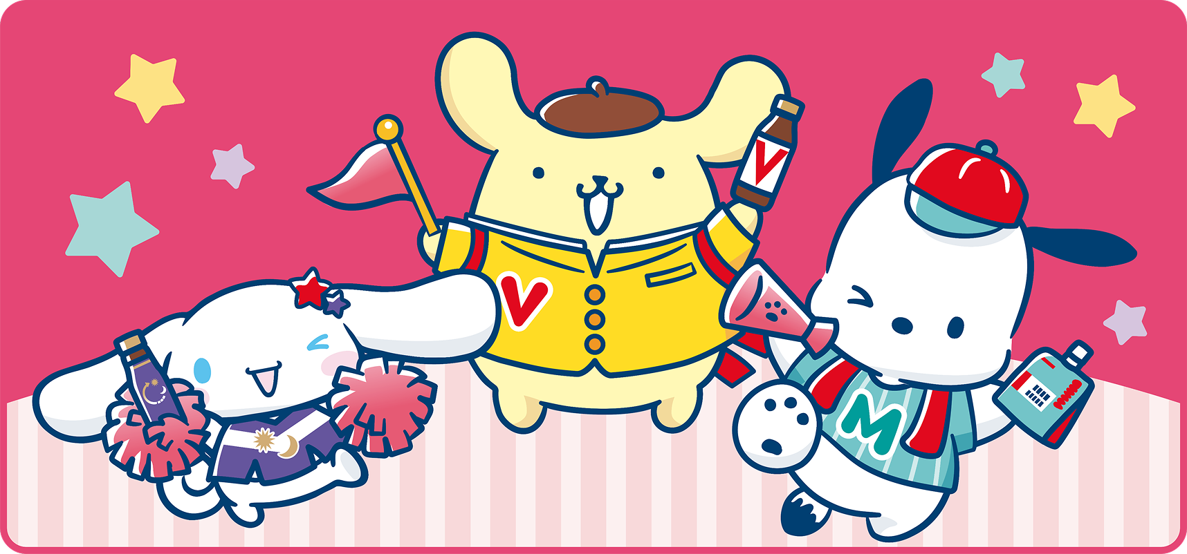 ポムポムプリン、シナモロール、ポチャッコによるオリジナル店内放送